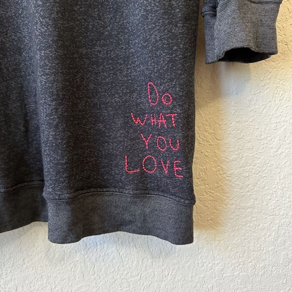 SUNDRY L/S Embroidered Turtleneck Sweatshirt Dress in Charcoal Grey - Picture 4 of 9